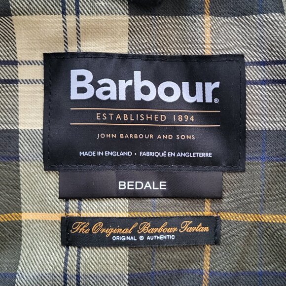 Barbour Bedale Waxed Jacket in Sage Men's Size 42 - Picture 6 of 9